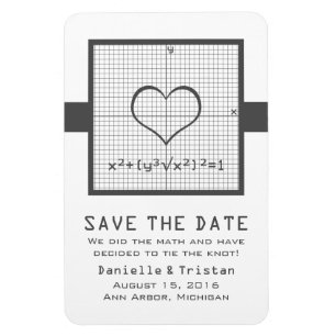 Imán Gray Heart Math Graph Save the Date Magnet