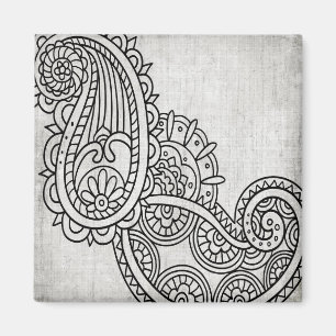 Imán Gray Mehndi Motif Magnet