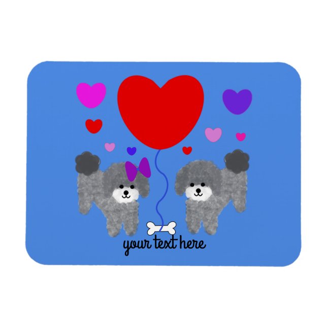 Imán Gray Poodle Valentine #1 Magnet (Horizontal)
