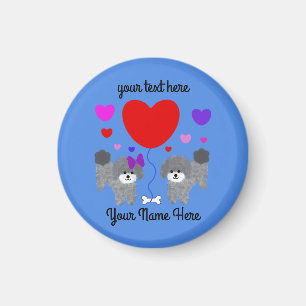 Imán Gray Poodle Valentine #1 Round Magnet