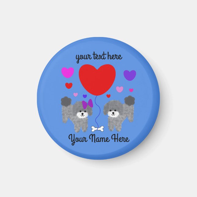 Imán Gray Poodle Valentine #1 Round Magnet (Frente)