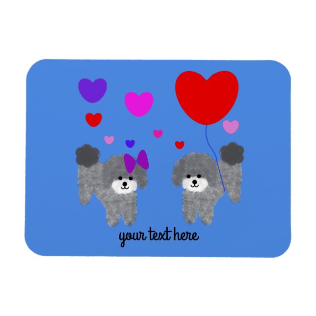 Imán Gray Poodle Valentine #2 Magnet (Horizontal)