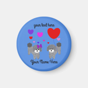 Imán Gray Poodle Valentine #2 Round Magnet