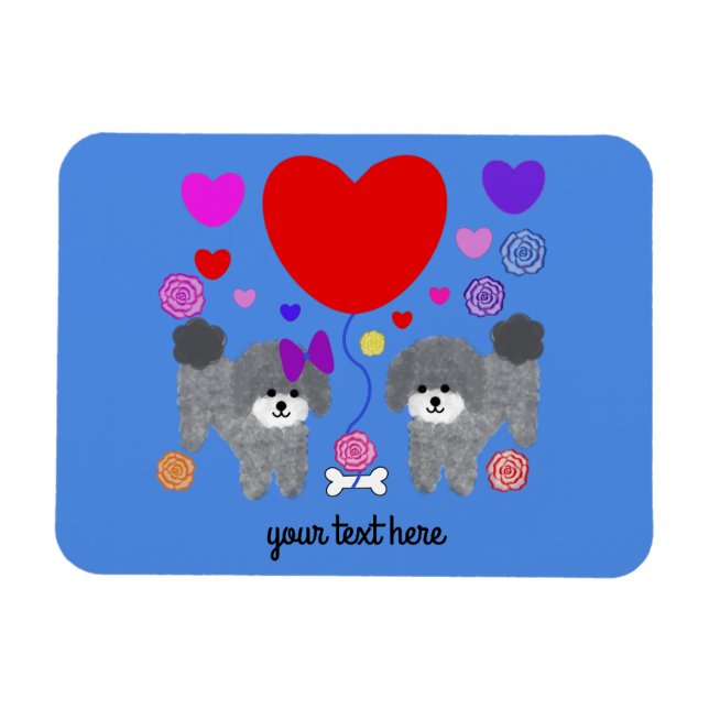 Imán Gray Poodle Valentine #3 Magnet (Horizontal)