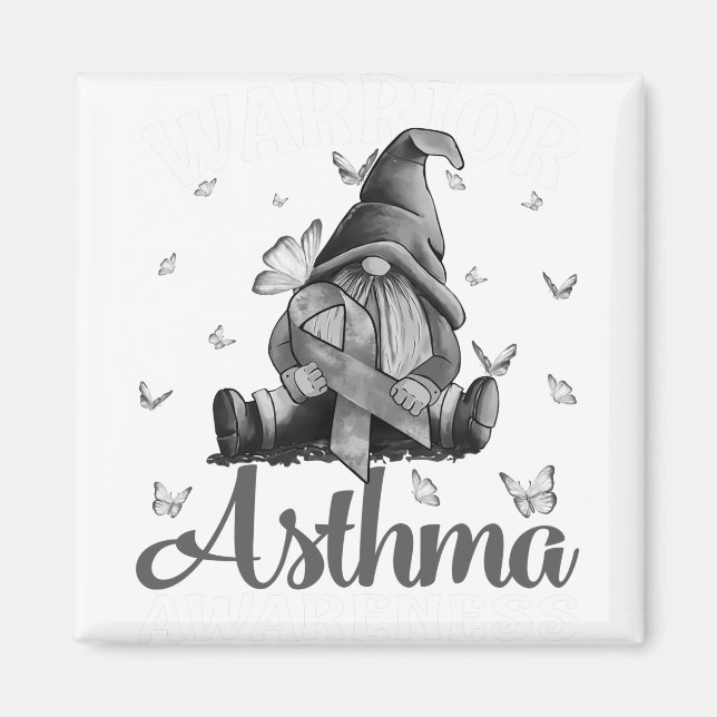 Imán Gray Ribbon Asthma Awareness Warrier Butterfly (Frente)