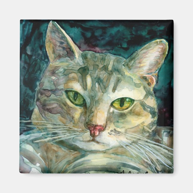Imán Gray Tabby Magnet (Frente)