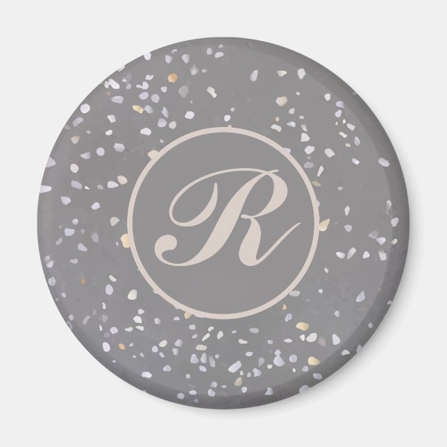 Imán Gray Terrazo Stone (Frente)