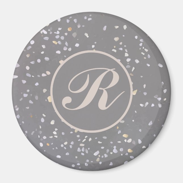 Imán Gray Terrazo Stone (Frente)