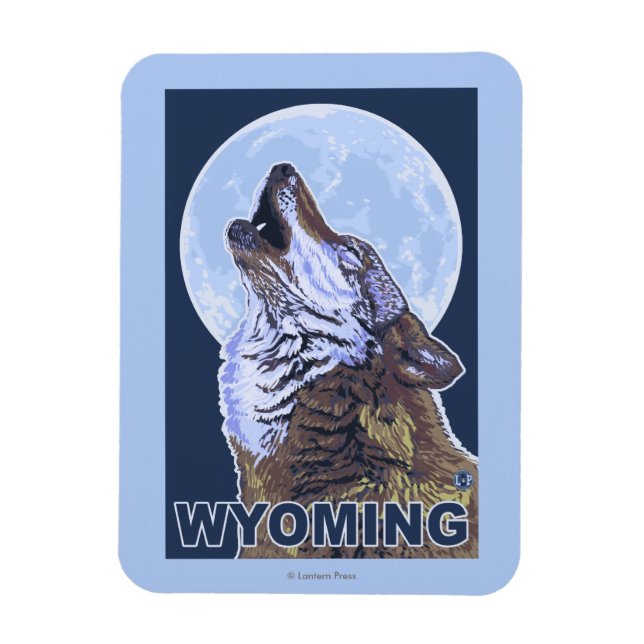 Imán Gray Wolf HowlingWyoming (Vertical)