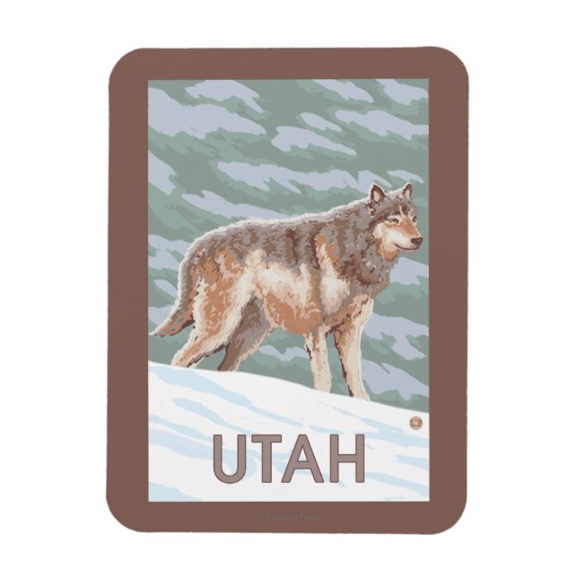 Imán Gray Wolf Standing Utah (Vertical)