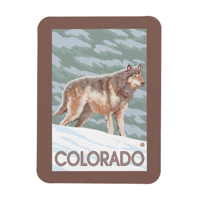 Imán Gray Wolf StandingColorado (Vertical)