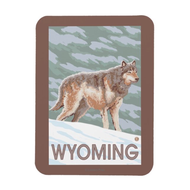 Imán Gray Wolf StandingWyoming (Vertical)