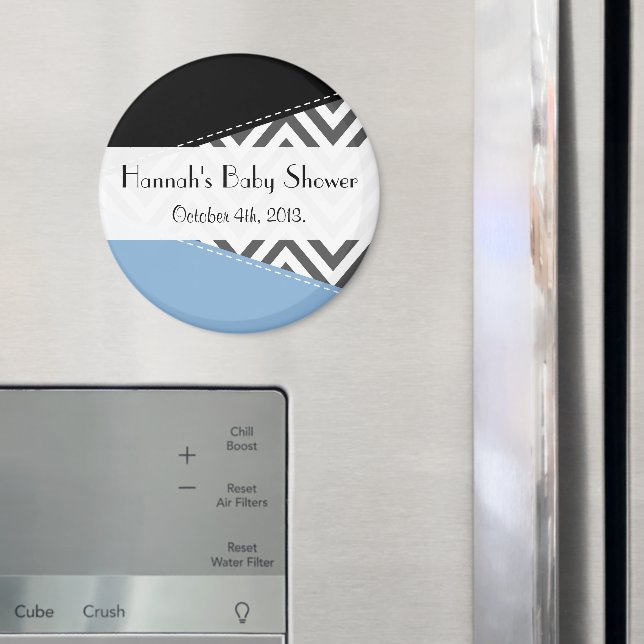 Imán Gray Zigzag, Chevron, Zigzag Pattern, Baby Shower (In situ (nevera))