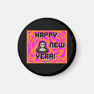 Imán Grays New Year Wiers Round Magnet