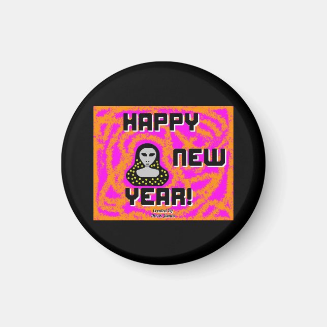 Imán Grays New Year Wiers Round Magnet (Frente)