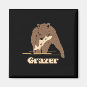 Imán Grazer El Oso De Pesca Fat Brown Grizzly Antes De 