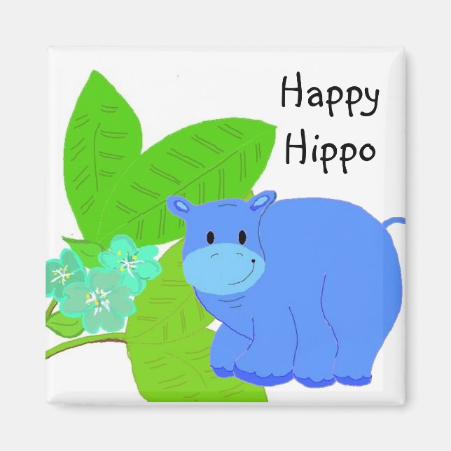 Imán Grazing Happy Hippo (Frente)