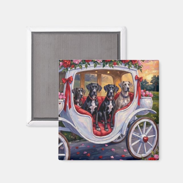 Imán Great Dane Dog Valentine's Day (Anverso/Reverso)