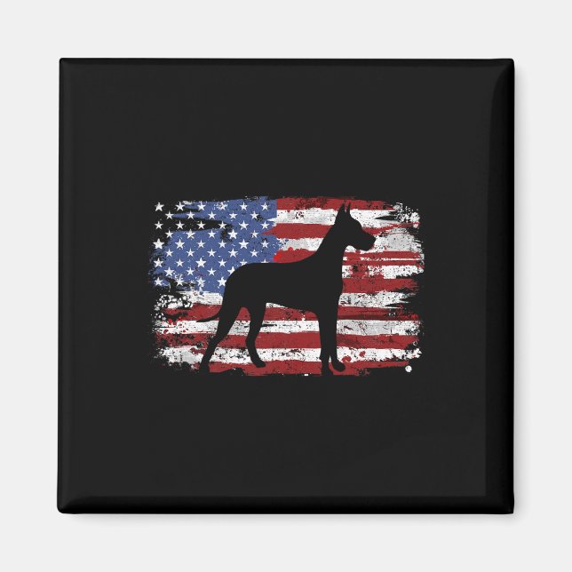 Imán Great Dane Vintage American Flag  (Frente)