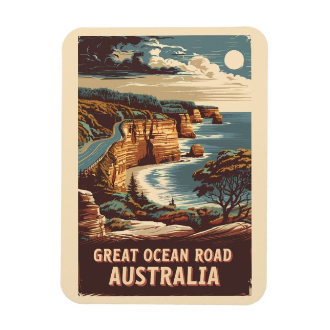 Imán Great Ocean Road Ilustracion Australia Viajes de a (Vertical)