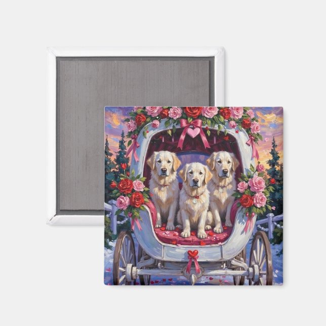Imán Great Pyrenees Dog Valentine's Day  (Anverso/Reverso)