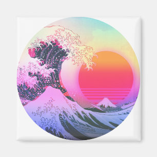 Imán Great Wave Kanagawa Vaporwave Vintage Aesthetic