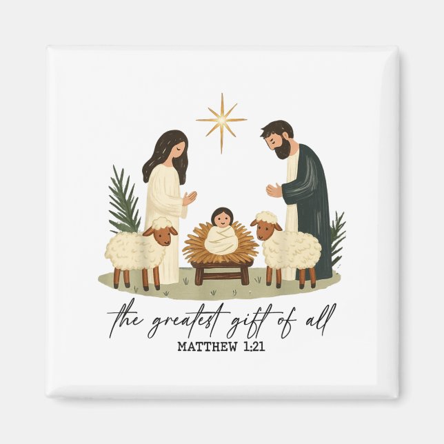 Imán Greatest Gift Of All Nativity Scene Christian Chri (Frente)