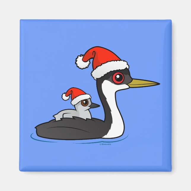 Imán Grebe Occidental Birdorable Santa (Frente)