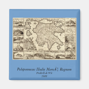 Imán Grecia 1688/mapa peloponense griego