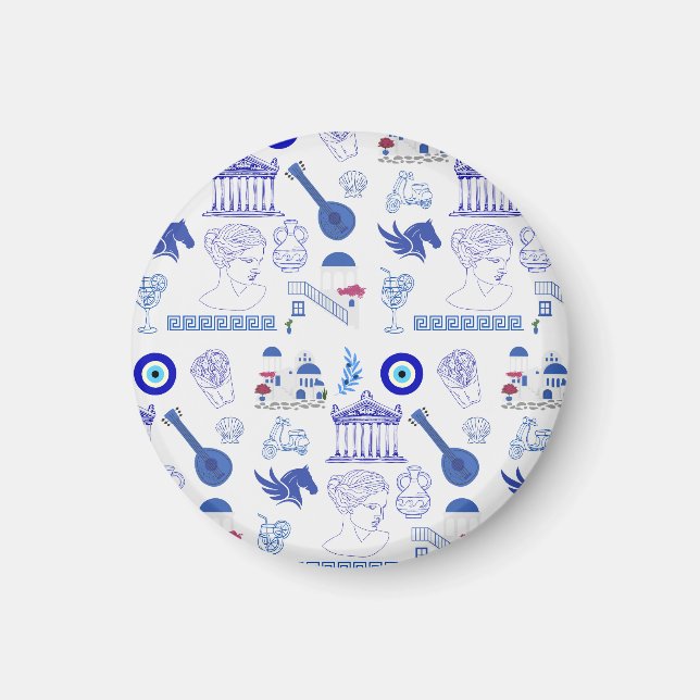 Imán Grecia Azul y Blanco (Frente)