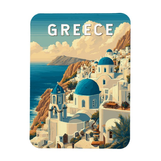 Imán Grecia Ilustracion Viajes de arte (Vertical)