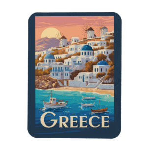 Imán Grecia Mikonos Ilustracion Viaje arte