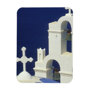 Imán Grecia, Santorini. Vista de una iglesia griega y