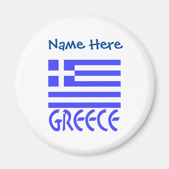 Imán Grecia y la bandera griega: personalización azul (Frente)