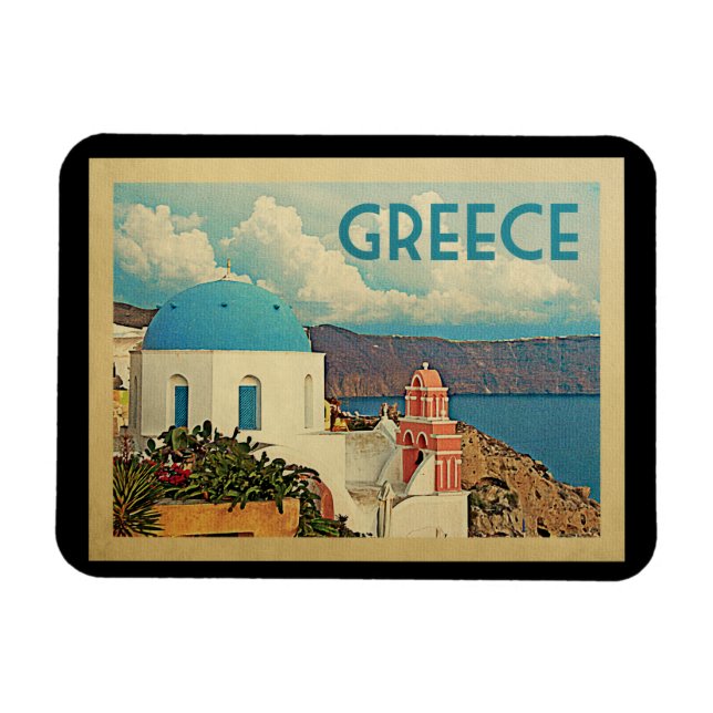 Imán Greece Santorini Vintage Travel (Horizontal)