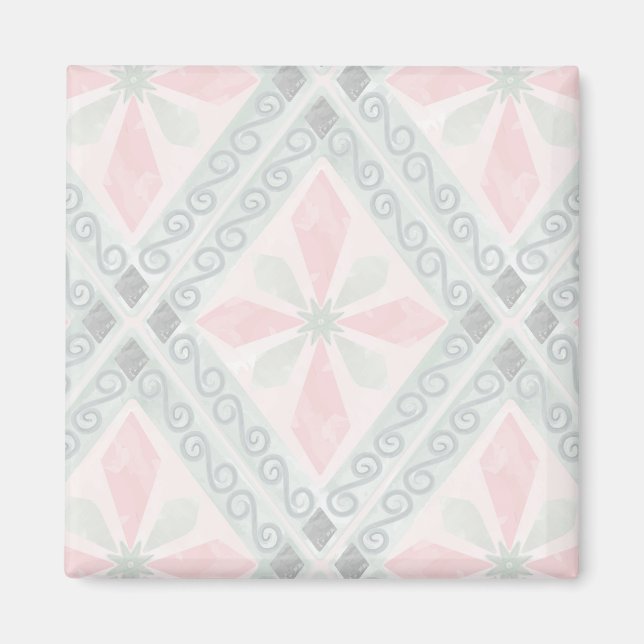 Imán Green and pink pastel diamond pattern (Frente)