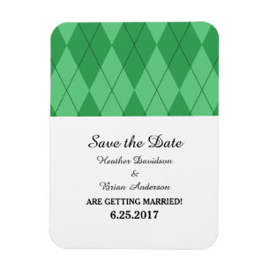 Imán Green Argyle Save the Date Flexi Magnet