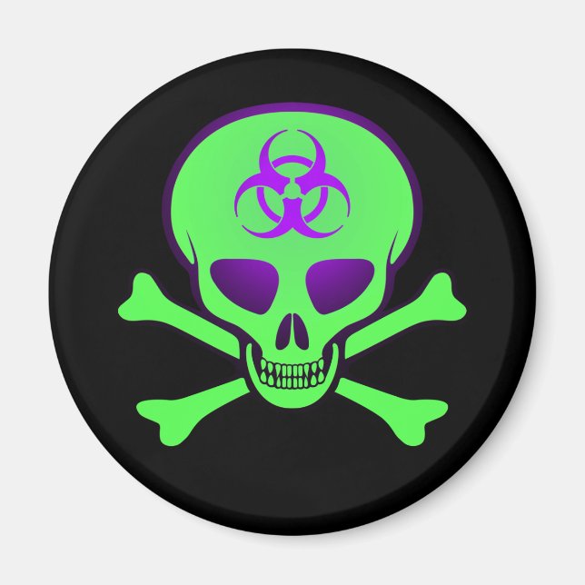 Imán Green Biohazard Skull Magnet (Frente)