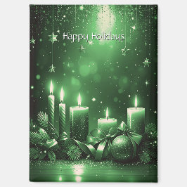 Imán Green Candles Christmas Holiday Magnet
