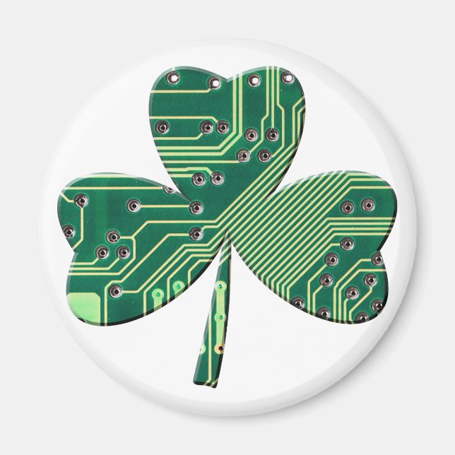 Imán Green Circuit Board St Patrick Day Shamrock (Frente)
