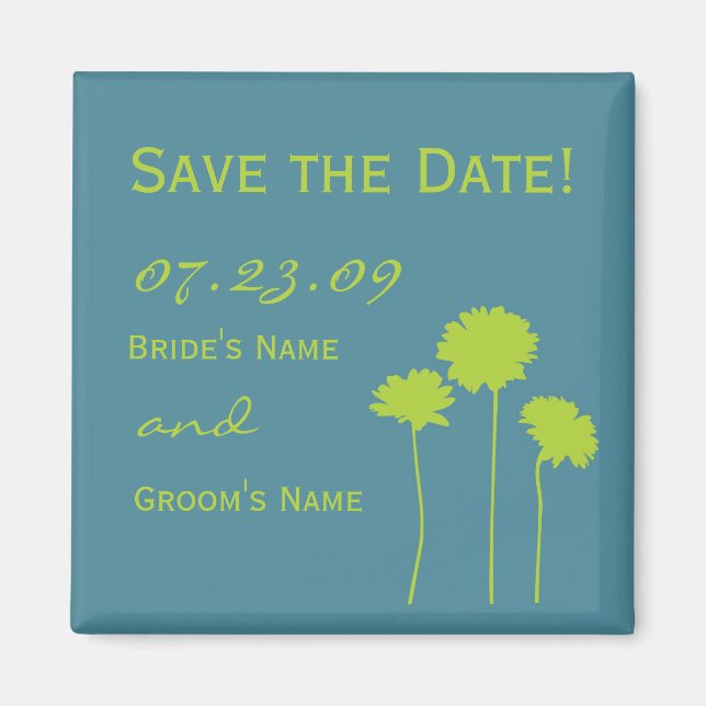 Imán Green Daisy Save the Date Magnet (Frente)