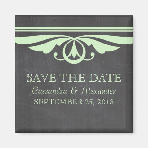 Imán Green Deco Chalkboard Save the Date Magnet