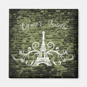 Imán Green Eiffel Tower Grunge Magnet