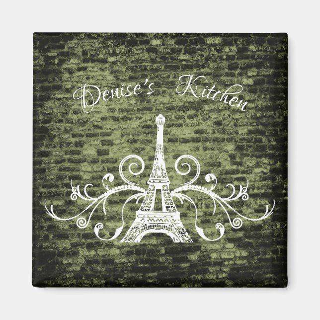 Imán Green Eiffel Tower Grunge Magnet (Frente)
