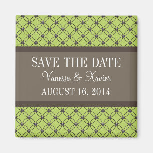 Imán Green Fancy Lattice Save the Date Magnet