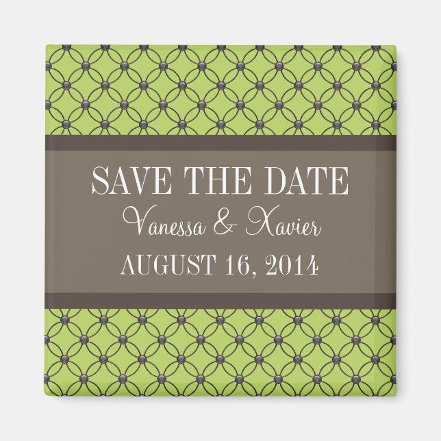Imán Green Fancy Lattice Save the Date Magnet (Frente)