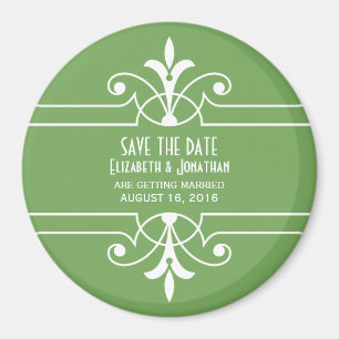 Imán Green Fancy Ornamental Save the Date Magnet