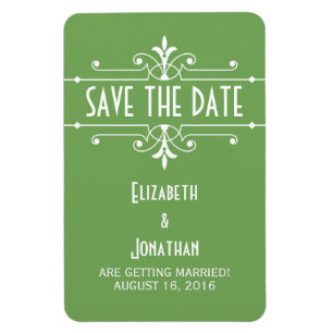 Imán Green Fancy Ornamental Save the Date Magnet