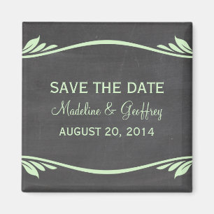 Imán Green Flourish Chalkboard Save the Date Magnet
