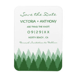 Imán Green Forest Range Woodland Wedding Save The Date